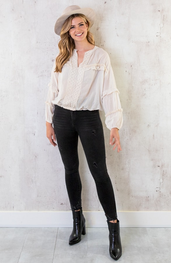 Katoenen Ruches Blouse Ecru – shoparchief, foto 9