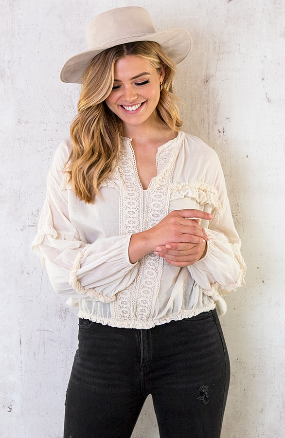 Katoenen Ruches Blouse Ecru – shoparchief, foto 4