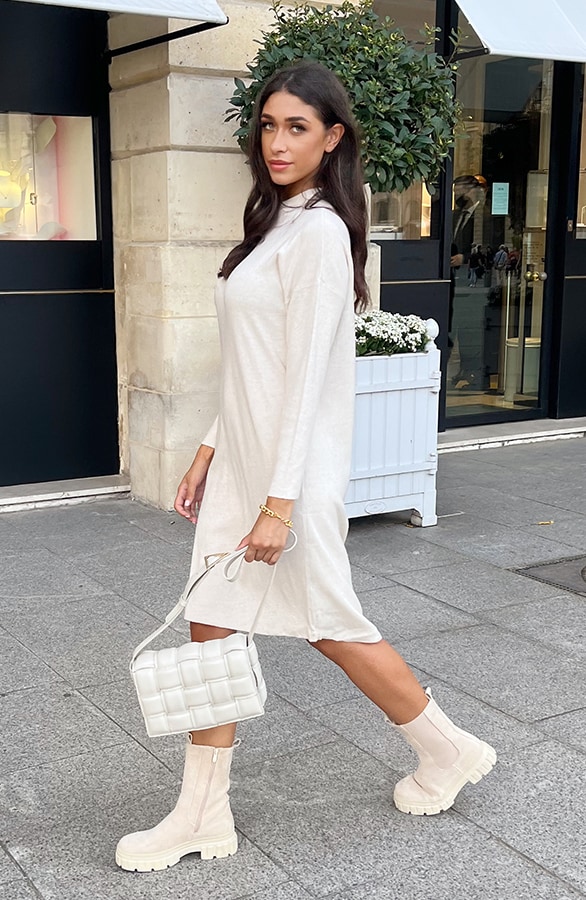 Knitted Dress Beige – shoparchief, foto 4
