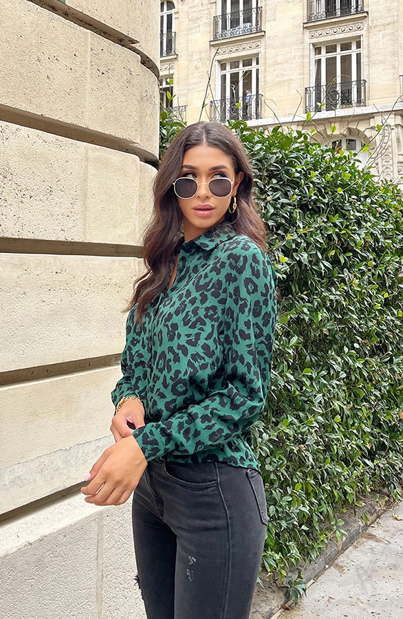 Leopard Blouse Smaragd – shoparchief, foto 3
