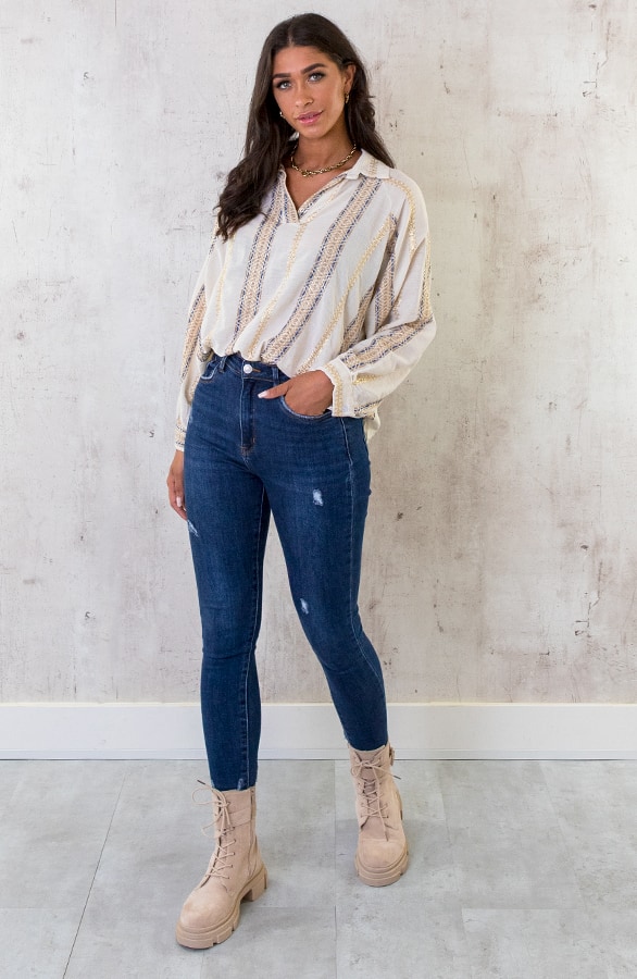 Lurex Banen Blouse Royal Blue – shoparchief, foto 7