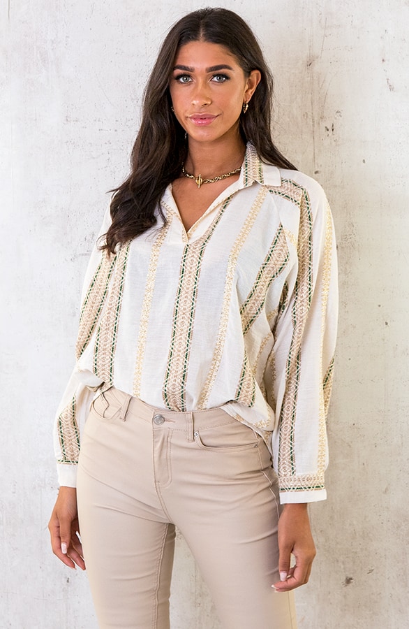Lurex Banen Blouse Smaragdgroen – shoparchief