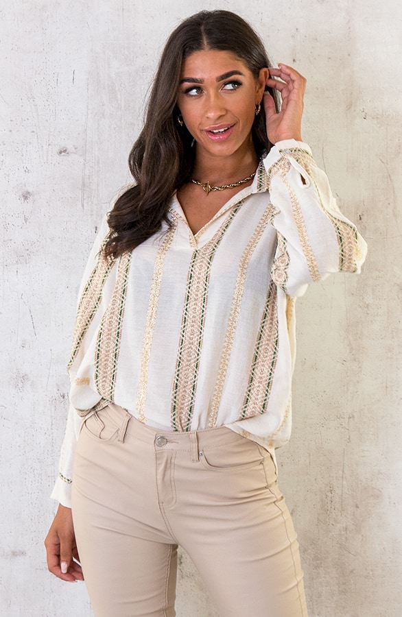 Lurex Banen Blouse Smaragdgroen – shoparchief, foto 2