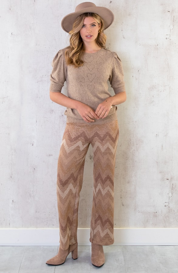Hartjes Knitted Pofmouwen Top Taupe – shoparchief, foto 11