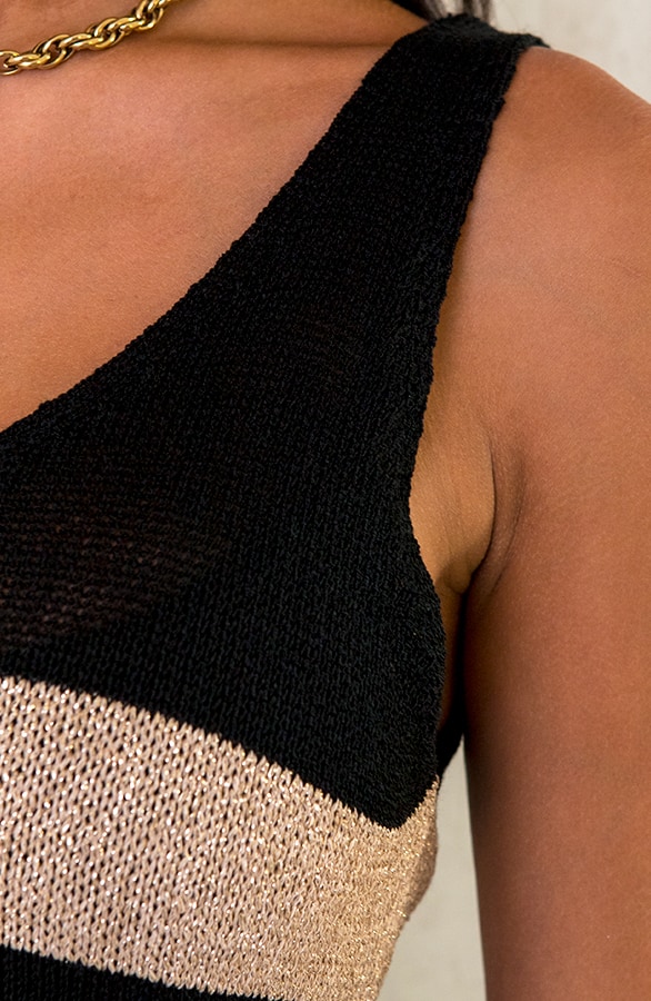 Lurex Top Gestreept Goud Black – shoparchief, foto 5
