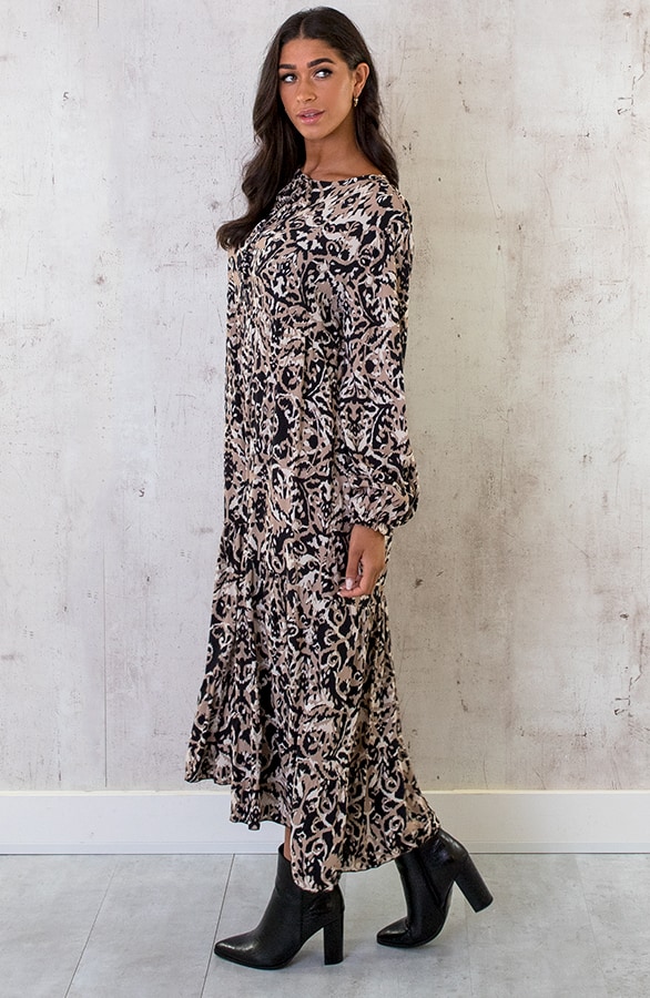 Maxikleid Deluxe Print Schwarz Beige, Shoparchiv, Foto 4