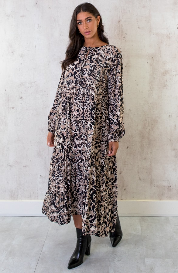 Maxikleid Deluxe Print Schwarz Beige, Shoparchiv, Foto 2