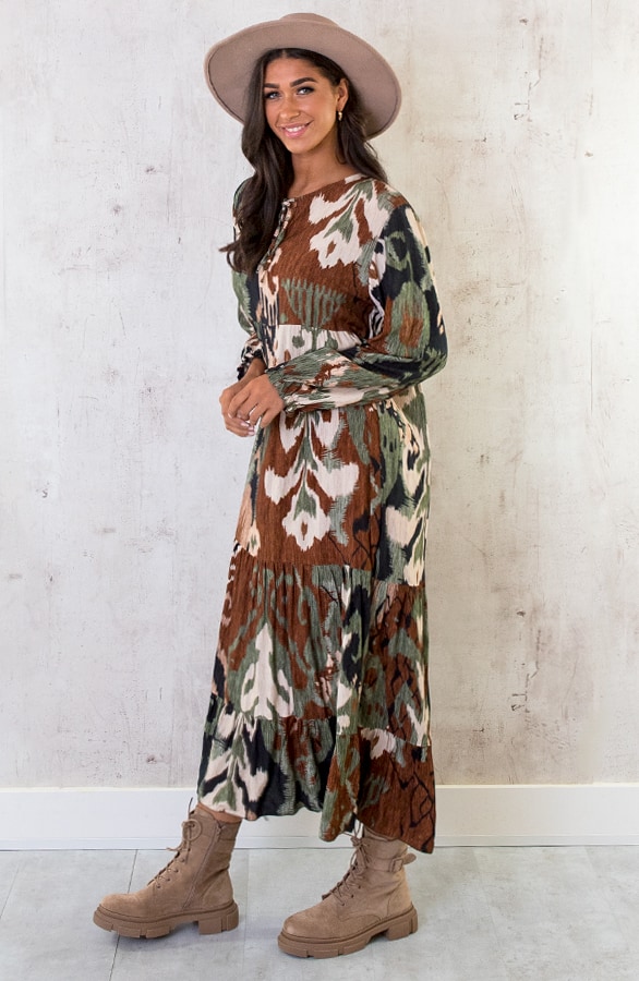 Maxi Dress Limited Print Zwart Bruin – shoparchief, foto 4