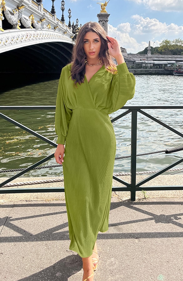 Maxi Plisse Dress Olive, Shoparchiv, Foto 4