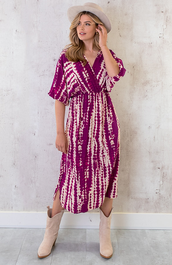Midi Jurk Met Print Aubergine – shoparchief