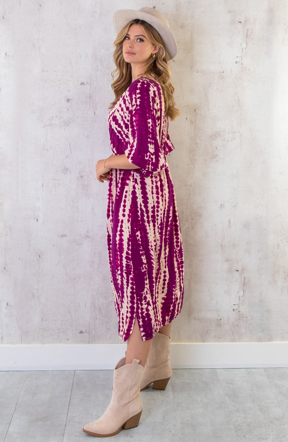 Midi Jurk Met Print Aubergine – shoparchief, foto 4