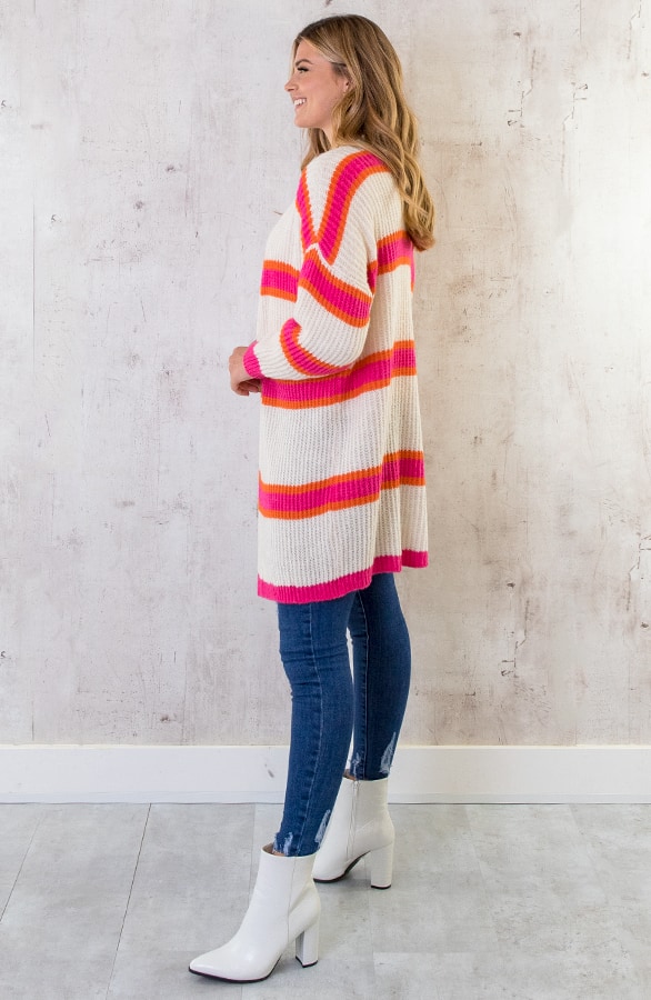 Midi Strepen Vest Fuchsia Oranje – shoparchief, foto 3