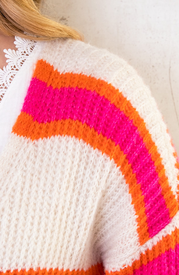 Midi Strepen Vest Fuchsia Oranje – shoparchief, foto 5