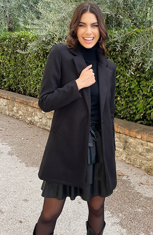 Midi Trenchcoat Zwart – shoparchief, foto 2