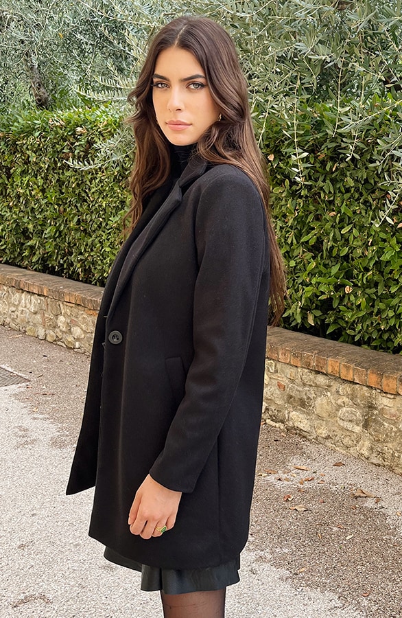 Midi Trenchcoat Zwart – shoparchief, foto 3