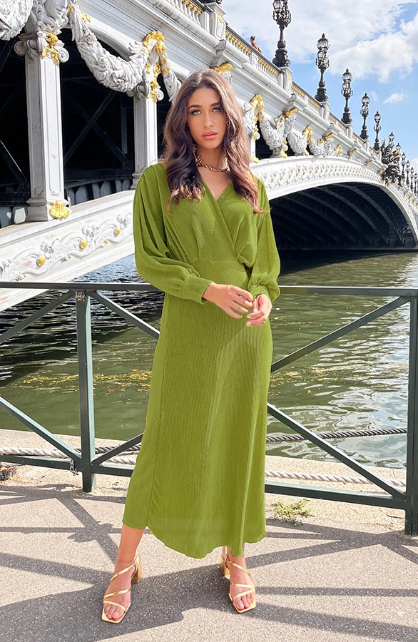 Maxi Plisse Dress Olive, Shoparchiv