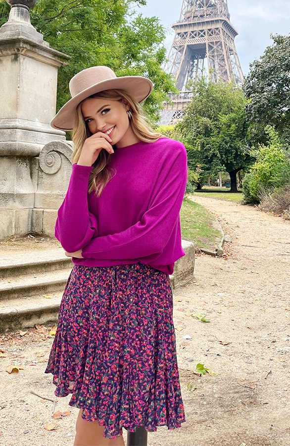 Plooien Rok Bloemen Magenta – shoparchief, foto 3
