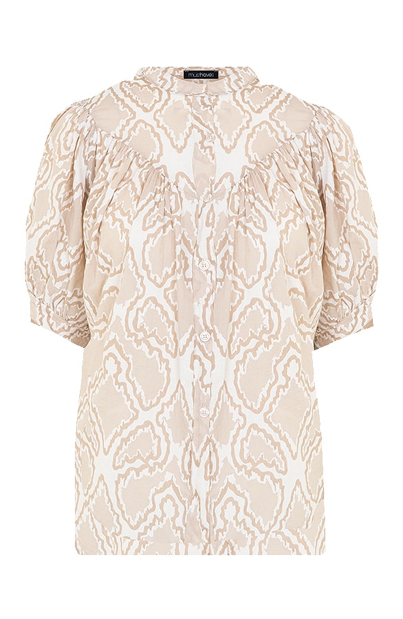 Pofmouwen Artistic Blouse Beige – shoparchief