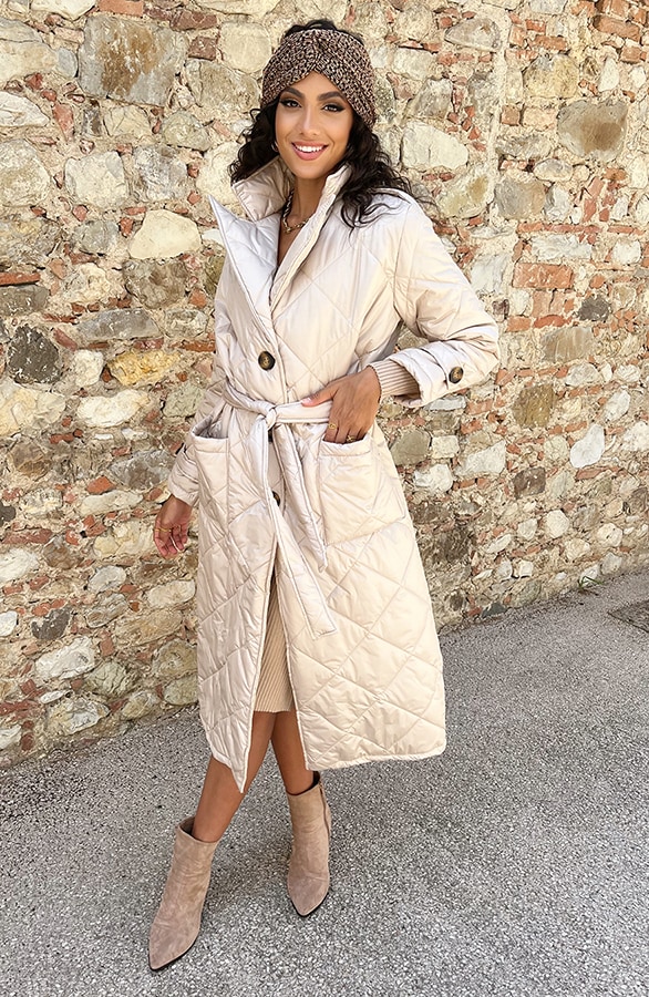 Quilted Trenchcoat Beige – shoparchief, foto 8