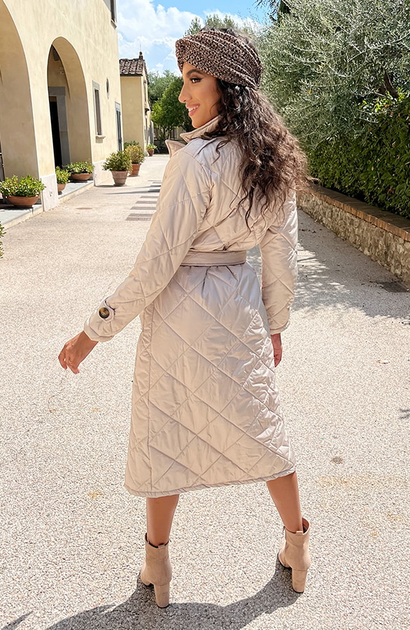 Quilted Trenchcoat Beige – shoparchief, foto 6