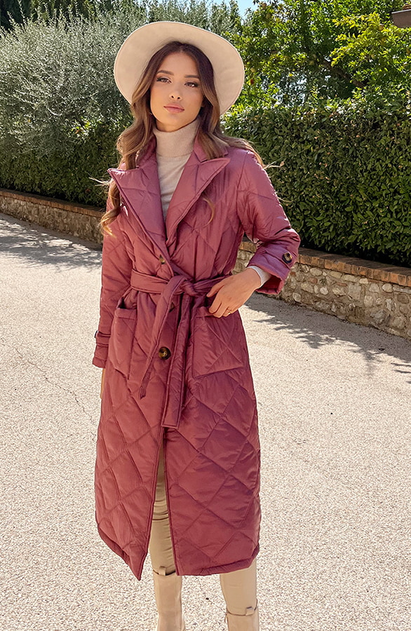 Quilted Trenchcoat Dust Pink – shoparchief, foto 5