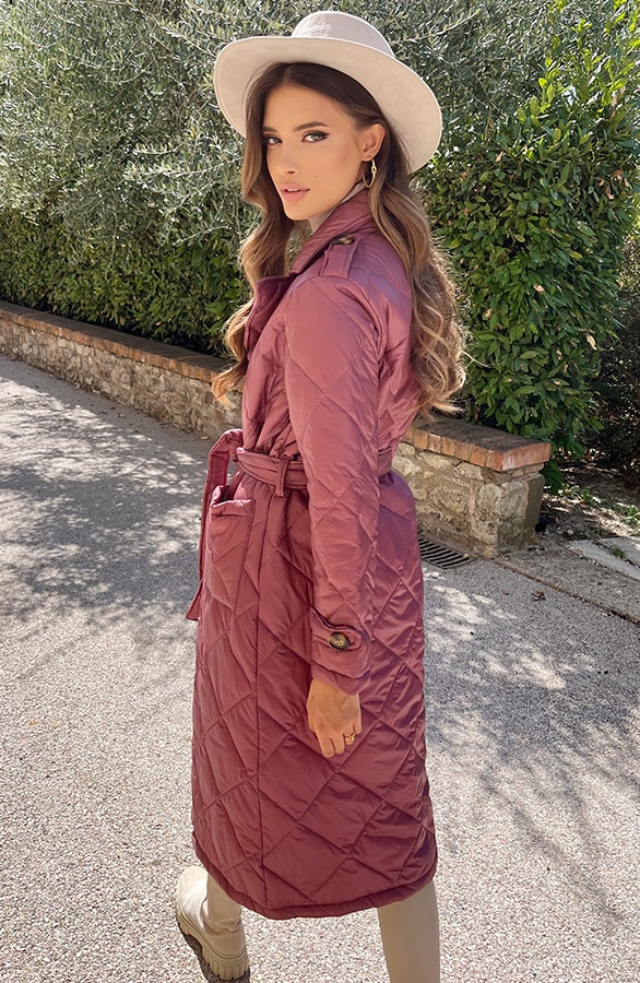 Quilted Trenchcoat Dust Pink – shoparchief, foto 6