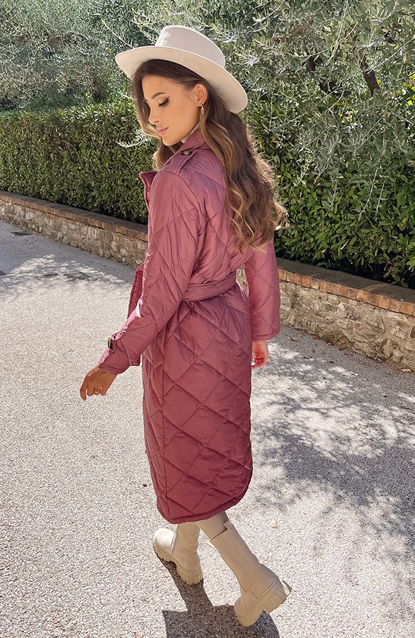 Quilted Trenchcoat Dust Pink – shoparchief, foto 7