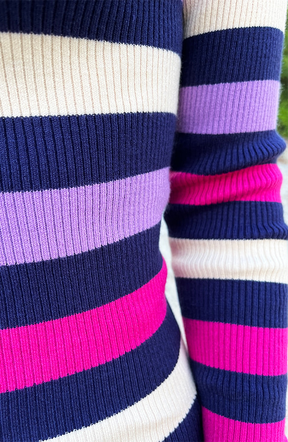 Rib Stretch Strepen Jurk Paars – shoparchief, foto 5
