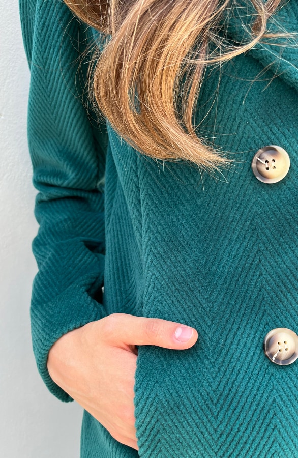 Ribstof Trenchcoat Smaragd – shoparchief, foto 5