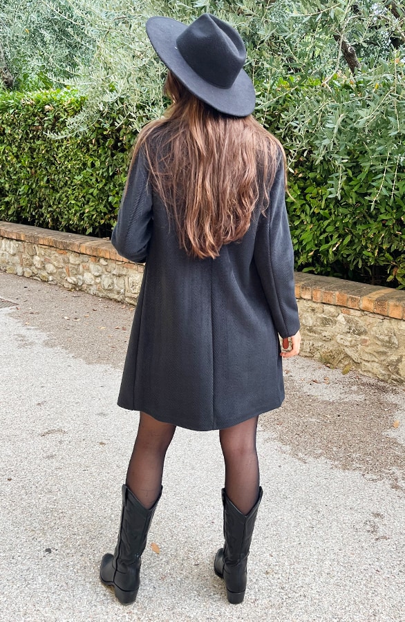 Ribstof Trenchcoat Zwart – shoparchief, foto 5