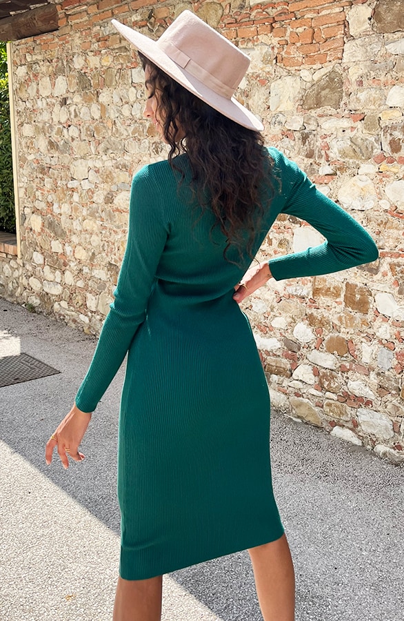 Round Neck Stretch Dress Smaragd 2 – shoparchief, foto 5