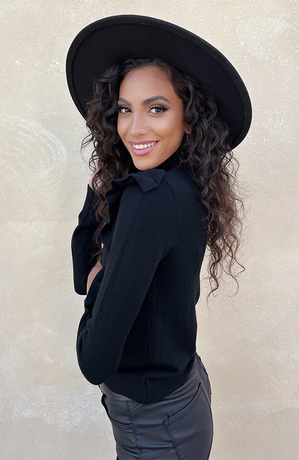 Ruffle Col Top Zwart – shoparchief, foto 5