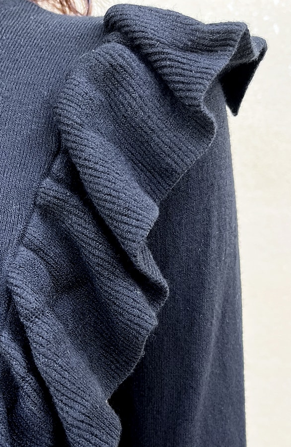 Ruffle Col Top Zwart – shoparchief, foto 7