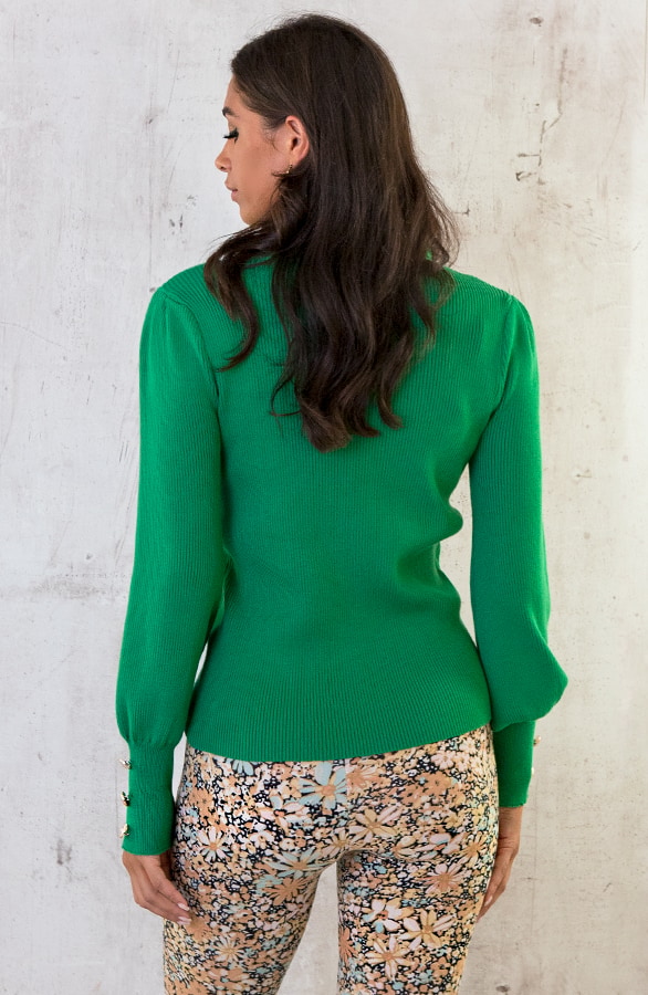 Ruffle Knopen Longsleeve Groen – shoparchief, foto 4
