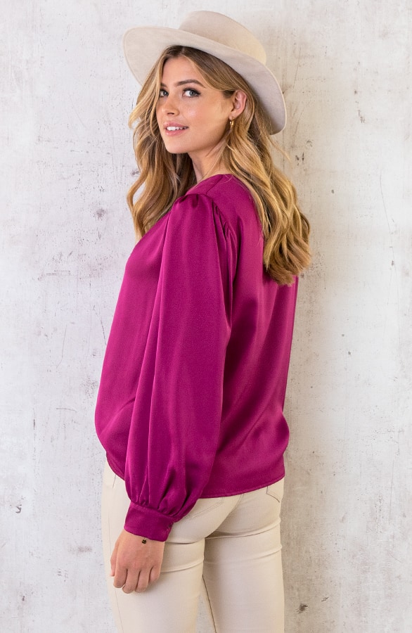 Silk Blouse Met Gouden Detail Magenta – shoparchief, foto 4