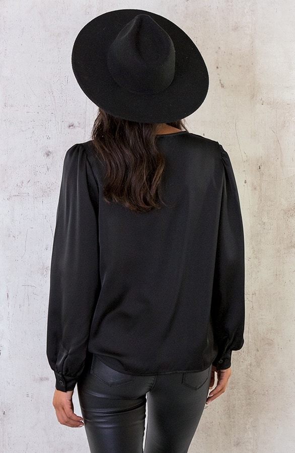 Silk Blouse Met Gouden Detail Zwart – shoparchief, foto 6