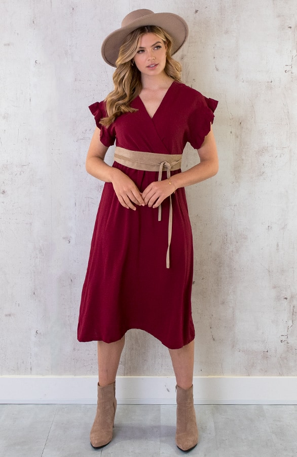 St. Tropez Jurk Midi Bordeaux 2.0 – shoparchief