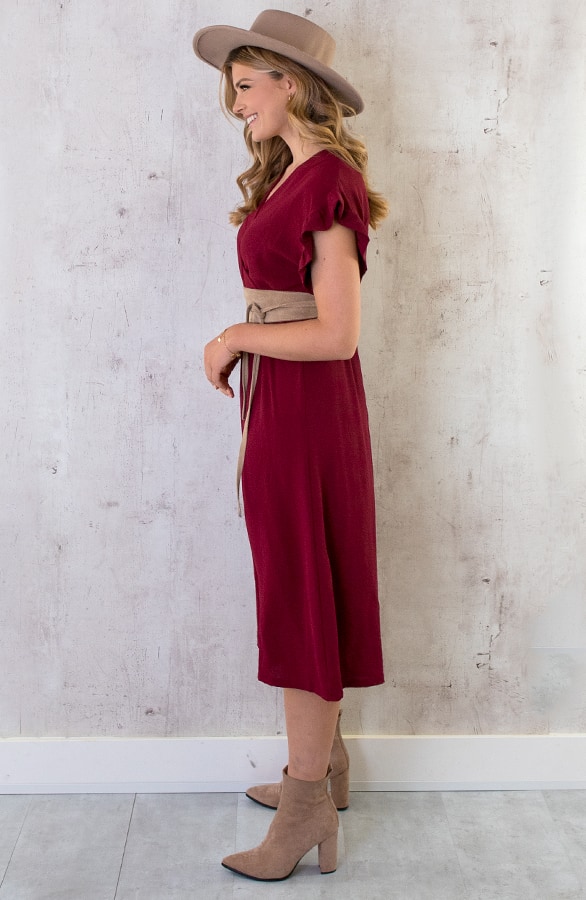 St. Tropez Jurk Midi Bordeaux 2.0 – shoparchief, foto 3