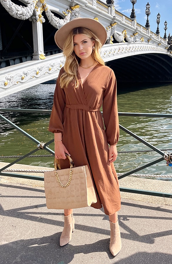 Suedine Shopper Geblokt Beige – shoparchief, foto 2