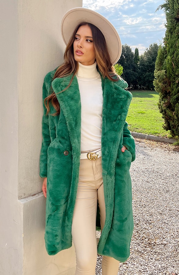 Ultra Faux Fur Jas Green – shoparchief, foto 2