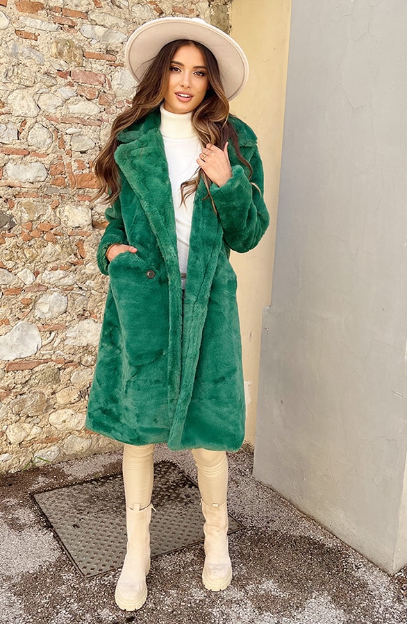 Ultra Faux Fur Jas Green – shoparchief, foto 4
