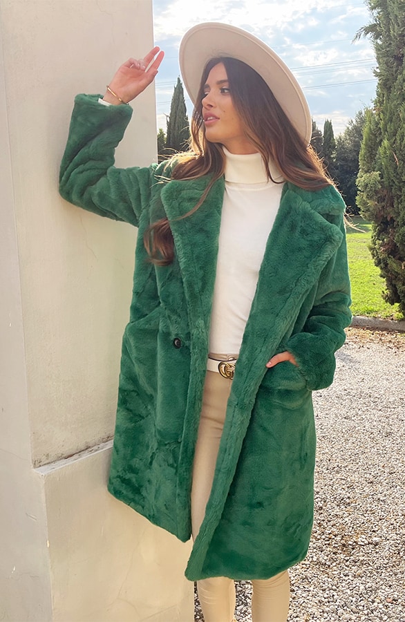 Ultra Faux Fur Jas Green – shoparchief, foto 3