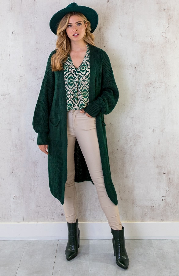 V-hals Print Blouse Groen – shoparchief, foto 6