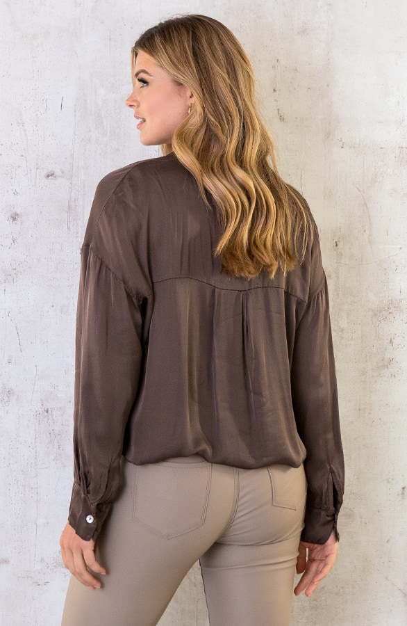 Zijden Knopen Blouse Choco – shoparchief, foto 6