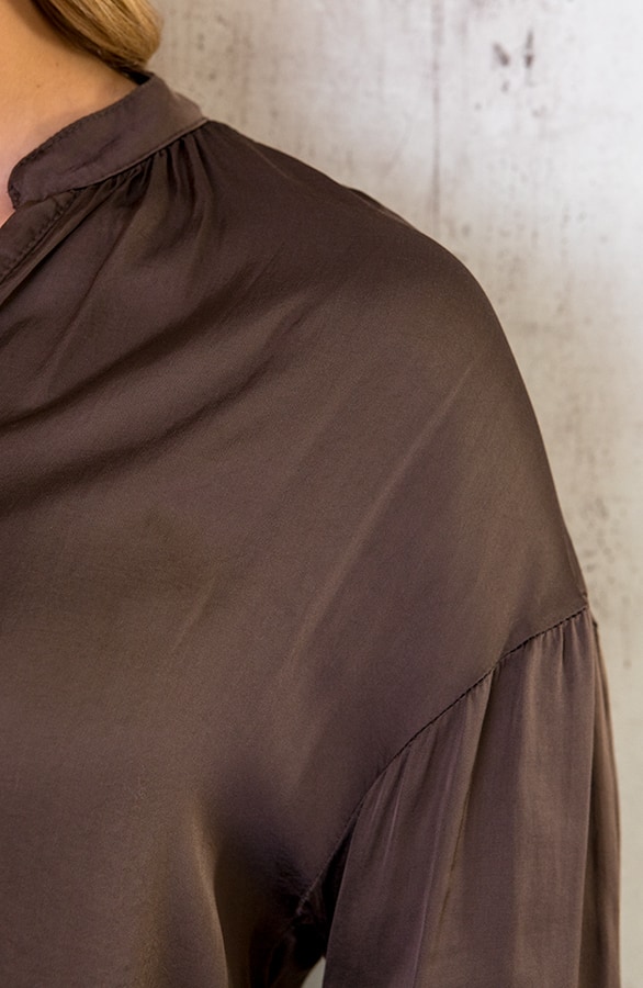 Zijden Knopen Blouse Choco – shoparchief, foto 7