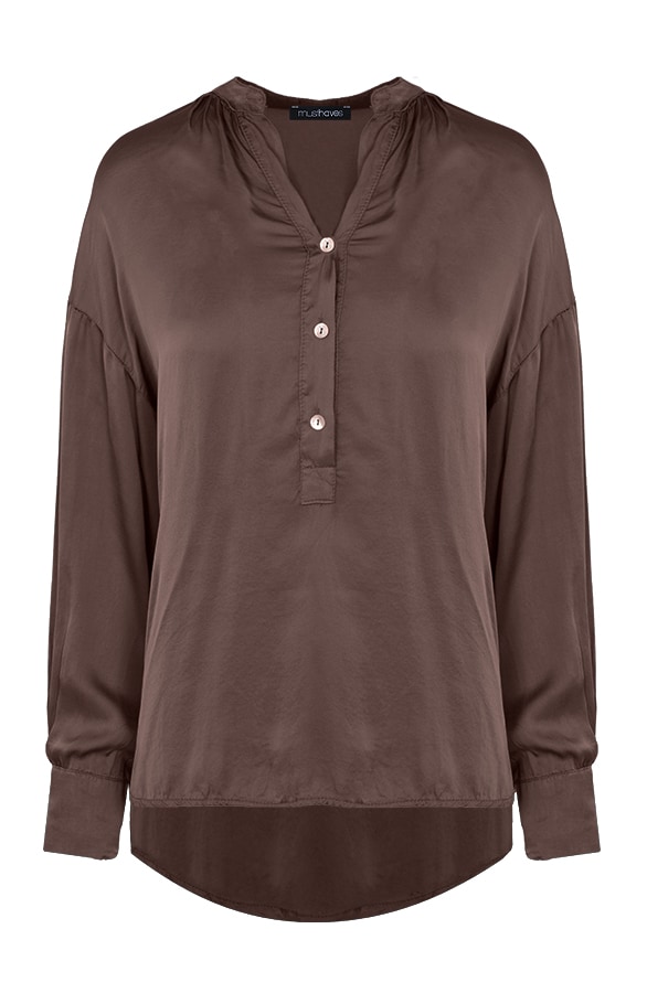 Zijden Knopen Blouse Choco – shoparchief