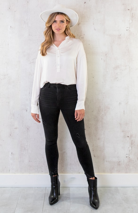 Zijden Knopen Blouse Ecru – shoparchief, foto 8