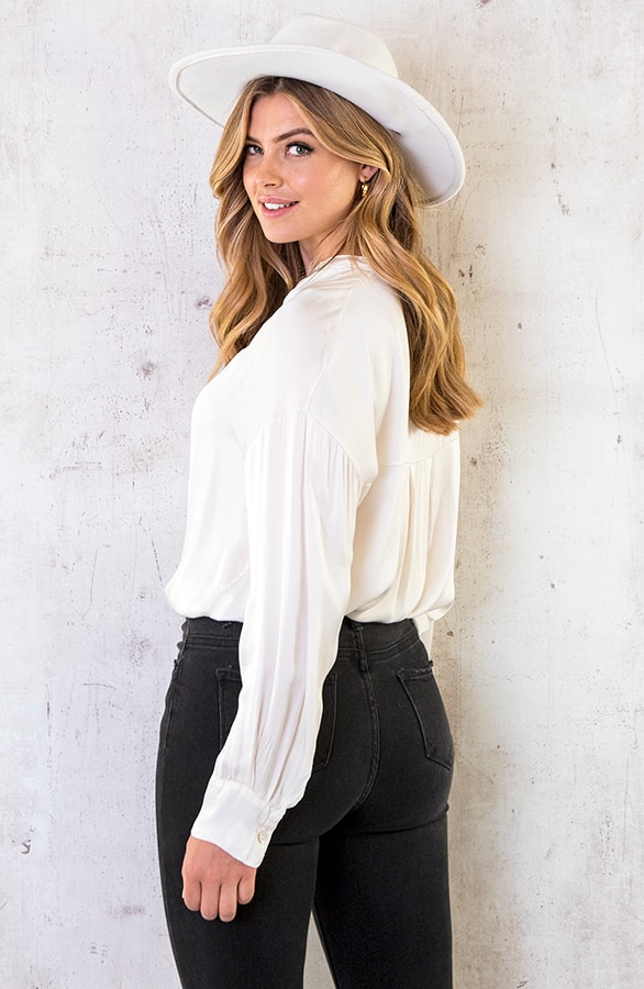 Zijden Knopen Blouse Ecru – shoparchief, foto 6
