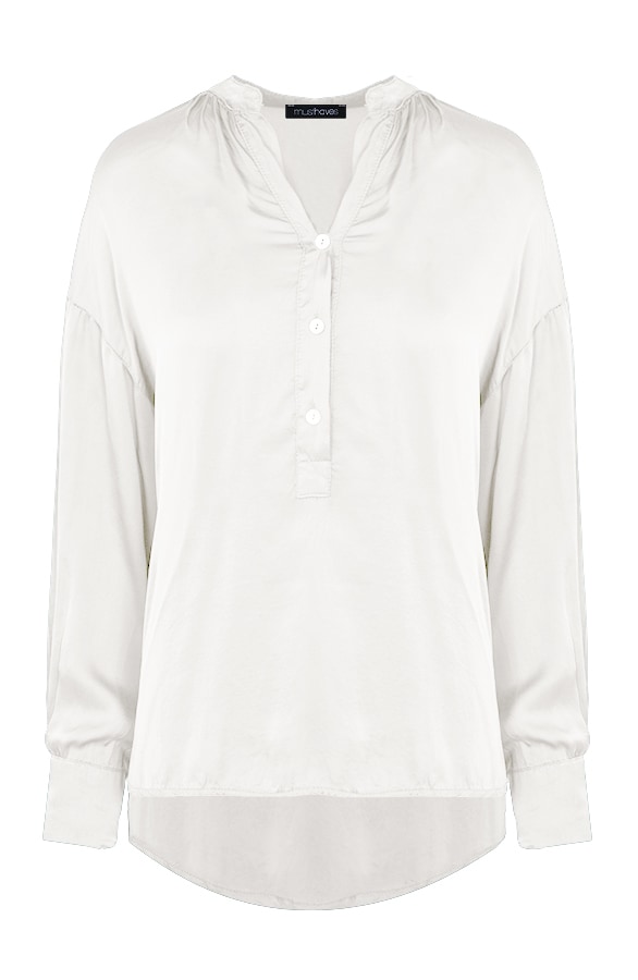 Zijden Knopen Blouse Ecru – shoparchief