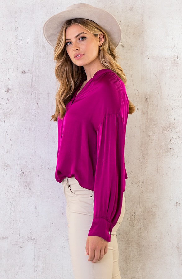 Zijden Knopen Blouse Magenta – shoparchief, foto 4